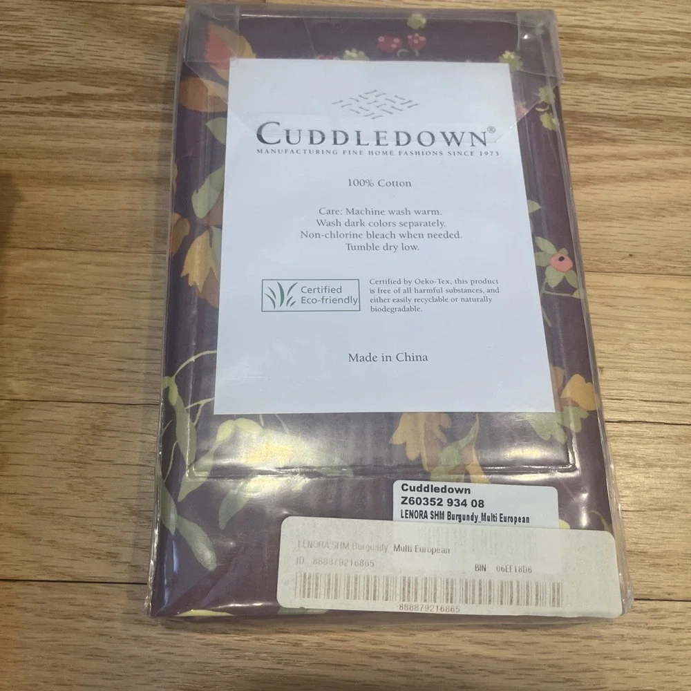 Cuddledown King LENORA Duvet Cover King Sham, Euro Sham Burgundy